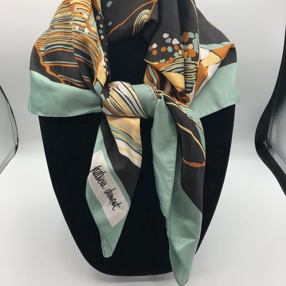 Patricia Dumont Scarf Green, Tan and Mustard. - Picture 4 of 5